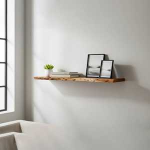 Modern <b>Floating</b> Wood <b>Wall</b> <b>Shelf</b> Adjustable Heavy Duty Metal Divider Bookend Bracket Set Non-Folding Flower Pot Living Room Rack - Product Image 6