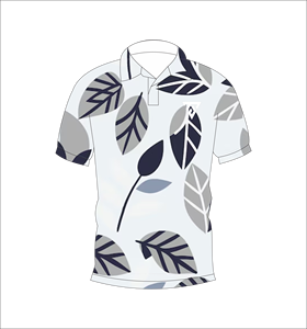 Men’s White & Navy Tropical Leaf Print Polo Shirt Casual Short Sleeve Summer Fashion Golf Tee - Product Image 4