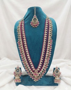 Parure de mariée indienne de luxe faite à la main, collier long à deux couches RaniHaar en zircon et Kundan plaqué or antique, ethnique, pour femme, idéal pour les fêtes - Product Image 2