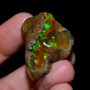 Lot de 4 opales éthiopiennes Welo Fire Oily naturelles à 100 %, qualité AAA, pierres brutes, certifiées par un tiers, pour la fabrication de bijoux - Product Image 3