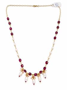 Custom Rhodium Plated <b>Necklace</b> <b>Ruby</b> Red Gemstone Bead Freshwater Pearl Station Festoon Drop Cable Chain Women Bridal Luxury Set - Product Image 2