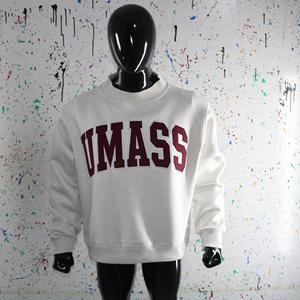 UMASS WHITE <b>Mock</b> <b>Neck</b> 100% Cotton Winter Applique Embroidery Vintage <b>Mock</b> <b>Neck</b> Finer Threads - Product Image 2