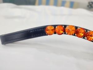 Diadema de cristal naranja real hecha a mano con diamantes para accesorios de brida de caballo, equipo de equitación, proveedor mayorista - Product Image 2