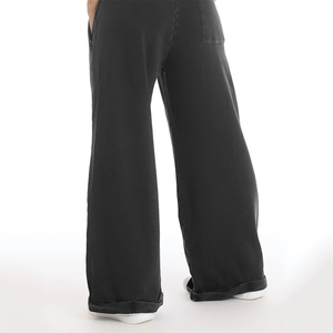 Joggers pour femmes de haute qualité, délavés à l'acide, à jambe large, à ourlet déchiré, délavés à la pierre - Product Image 6