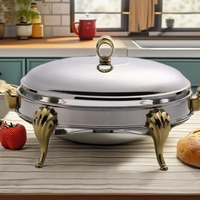 Chauffe-plats en acier inoxydable de style vintage pour buffet avec couvercle serveur de nourriture élégant pour la restauration, les événements et la maison