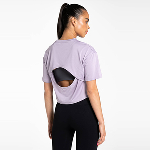 เสื้อครอปท็อปผ้าฝ้ายอัดแน่น แห้งเร็ว ทรงเข้ารูป น้ำหนักเบา สำหรับออกกำลังกายและวิ่งสำหรับผู้หญิง รุ่นใหม่ล่าสุดประจำฤดูร้อน - Product Image 3