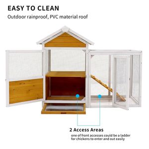 Grand poulailler extérieur en bois pour poulets et canards avec nichoir en PVC imperméable, cage pour oiseaux et lapins en jaune pour oiseaux et petits animaux - Product Image 6