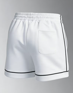 <b>Men</b> White Geometric Print Board <b>Shorts</b> High Waist Drawstring Quick Dry Casual <b>Swim</b> Trunks Pockets High Street Style Canvas - Product Image 4
