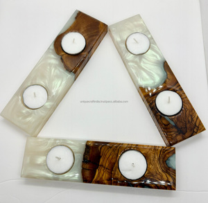 Unique Resin Wood <b>Tea</b> <b>Light</b> Holder Handmade Polished Stand <b>Lantern</b> Jars Craft Square India Christmas Home Decoration Hand Carved - Product Image 1