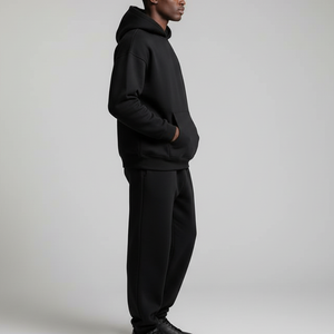 Survêtements d'hiver personnalisés OEM pour hommes, style streetwear, à capuche, coupe-vent, imprimés par transfert thermique, respirants, en polaire, ensemble 2 pièces - Product Image 3