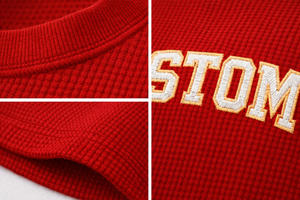 T-shirt surdimensionné en maille gaufrée avec logo personnalisé pour homme, épaules tombantes, streetwear, coton texturé, t-shirt vierge de haute qualité, OEM ODM - Product Image 4