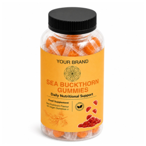 Premium Sea Buckthorn Gummies Natural Fruit Blend Soft <b>Chewy</b> Texture Sealed Container Dietary Supplement - Product Image 1