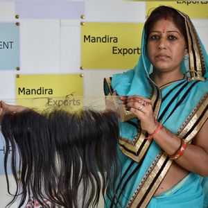 100% cheveux vierges de Temple indien naturel 13*4 traitement chimique droit frontal aucun tressage Extensions de cheveux humains non transformés - Product Image 4