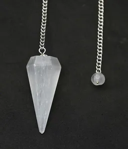 Péndulo de Selenita Blanca Natural Tallada, Gema para Radiestesia, Amuleto de Feng Shui, Amor de Hadas, Reiki, Meditación de Chakras, Venta al por Mayor - Product Image 1