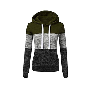 Sweat-shirt à capuche color block pour femme, décontracté, à manches longues, avec poches, en maille, mélange polyester-coton, coupe classique, pour l'automne - Product Image 1
