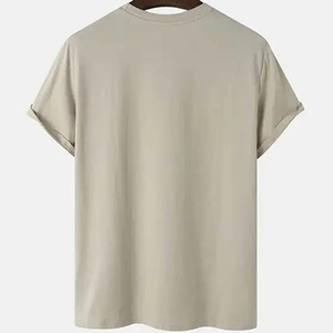 เสื้อยืดแขนสั้นผู้ชาย สีพื้น คอกลม ทรงปกติ ผ้าฝ้าย 100% ระบายอากาศได้ดี ดีไซน์แบบถัก - Product Image 2