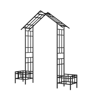 Arco da Giardino in Metallo a Larghezza Regolabile W68.11 ~W94.29 Nero per Esterni, Supporto per Piante Rampicanti, Traliccio/Portico per Rose - Product Image 5