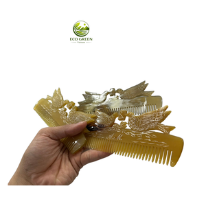 Peigne en corne naturelle durable, fait à la main, pour démêler les cheveux, antistatique, qualité salon, avec étiquette privée - Product Image 4