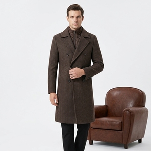 Vente directe usine – Manteau homme coupe ajustée en tissu chaud, longueur genou, couleur personnalisable, fermeture boutonnée, col à revers cranté - Product Image 3