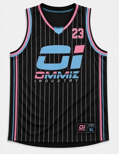 Ensemble d'uniformes de basketball pour hommes OMMIZ, personnalisé blanc rouge-noir, col rond, jersey de basketball en tricot côtelé, Pakistan - Product Image 6