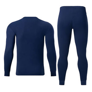 Ensemble de sous-vêtements pour homme en coton 100% respirant et sans couture, 2 pièces, couleur unie, automne/hiver, vêtements de maison confortables pour les jeunes - Product Image 1