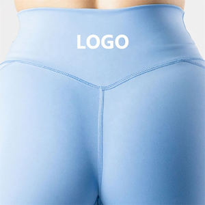 Women's Blue Yoga Set Square Neck Spaghetti Strap Crop Top High Waist <b>Shorts</b> 2 Piece <b>Seamless</b> Solid Color Sportwear - Product Image 5