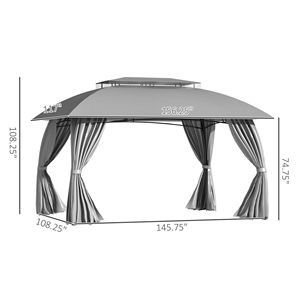 10 'x 13' baldacchino del Gazebo del Patio, doppio tetto ventilato, struttura in acciaio, pareti laterali della tenda, riparo all'aperto del parasole per il giardino, prato, B - Product Image 2