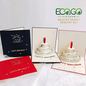 Cartes de vœux 3D Pop-Up Gâteau d'Anniversaire Faites à la Main Papier de Luxe Logo Personnalisé Noël Remise de Diplôme Nouvel An Vente en Gros Vietnam - Product Image 1