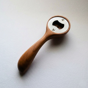 This Elegant Handcrafted Walnut Wood <b>Bottle</b> Opener Showcases A Sleek Curved Wooden Handle <b>Blended</b> With Secure Metal Hardware - Product Image 1