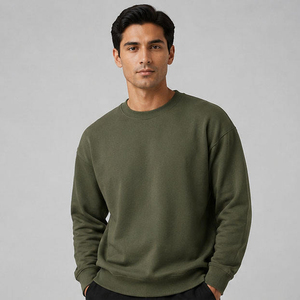 Sweat-shirt à col rond pour homme, doublure en polaire douce, hiver, uni, athlétique, coupe-vent, éco-responsable - Product Image 1