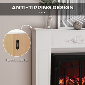 Cornice per Caminetto in Legno di Abete Bianco Invecchiato 44.75 L x 40 A, Supporto per Stufa Elettrica Indipendente - Product Image 6