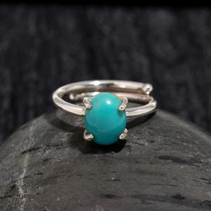 Bague ovale en turquoise bleue, bijoux en argent sterling 925, vente en gros, bague de fiançailles, bague à porter pour les occasions spéciales, fabrication artisanale, fabricant de bijoux fins - Product Image 2