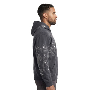 เสื้อฮู้ดซิปประดับเพชรเทียมสีดำสำหรับผู้ชาย ผ้าฝ้ายฟลีซหนานุ่ม สตรีทแวร์ สกรีนโลโก้ได้ ทรงหลวม คุณภาพสูง ขายส่ง รับผลิตแบบ OEM - Product Image 5