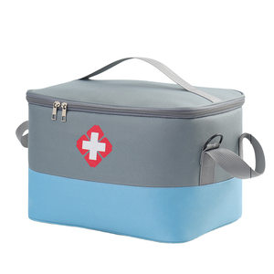 Bolsa de Almacenamiento Médico de Primeros Auxilios Impermeable Gris y Azul Claro, Bolsa de Emergencia de Gran Capacidad con Identificador Cruzado y Asa Superior - Product Image 1