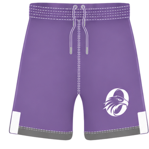 Pantalones Cortos de Rugby Morados y Blancos con Cintura Elástica y Cordón Ajustable, Ropa Deportiva Ligera para Entrenamiento y Partidos - Product Image 1
