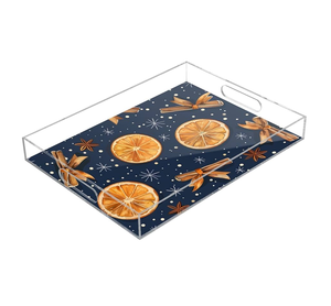 Christmas Printed Acrylic Serving Storage <b>Tray</b> For Coffee Snacks Breakfast Vanity Organizer & Serving Platter For Homes & Hotels - Product Image 5
