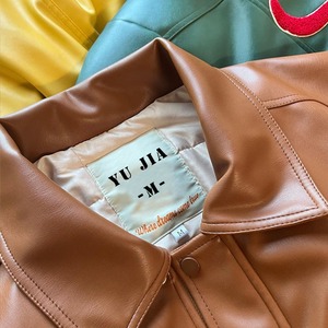 Veste en cuir pour homme personnalisée, brodée en 3D, style motard vintage, veste bomber zippée en cuir PU pour homme - Product Image 5
