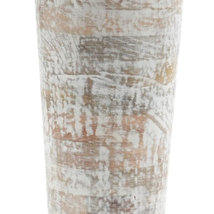 Vase à fleurs en bois sculpté artisanal Smart Art, en bois de manguier, finition naturelle blanchie, pour la décoration intérieure. - Product Image 4