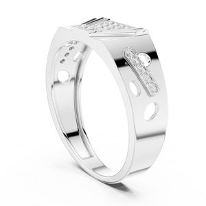 Bague pour homme en diamant de laboratoire CROWNLINE, or blanc 18 carats plaqué rhodium, style minimaliste, luxe, mariage, fiançailles, soirée, quotidien - Product Image 2
