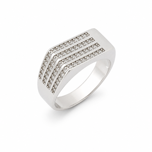 925 Sterling <b>Silver</b> <b>Mens</b> Diamond Multi Row Channel Set <b>Ring</b> Bold Geometric Design High Polish Finish Wedding Party Daily Wear Gi - Product Image 3