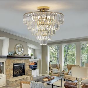 Lampadario a 5 piani con montaggio Semi a filo grande illuminazione a soffitto di lusso contemporaneo per lampadari da pranzo - Product Image 1