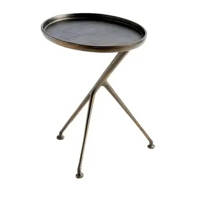 Modern <b>Round</b> Brass Antique Coffee <b>Table</b> with Antique Finish Decorative Living Room Furniture Metal <b>Top</b> and Base - Product Image 6