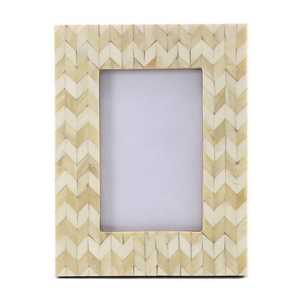 NOUSHAD ARTISANAT Cadre photo rectangulaire décoratif moderne en bois et os, motif géométrique, blanc et noir, pour la maison, cadeau - Product Image 2