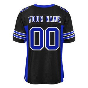 Customized Black Blue American Football Jersey V-Neck Short Sleeve Mesh Moisture Wicking Polyester Adult Men's Sport Apparel - Product Image 2