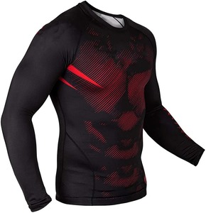Rashguard MMA à manches longues de qualité supérieure pour hommes, vêtements de sport, rashguard bicolore pour adultes, rashguard de fitness - Product Image 1
