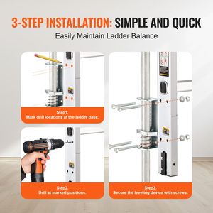 Stabilizzatore per scala in acciaio da 20 pollici, portata 550 libbre, facile da usare, per ponteggi e componenti di scale - Product Image 4
