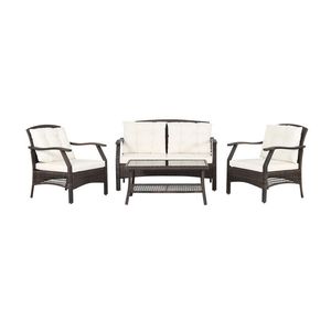 Set da conversazione in rattan per esterni, 4 pezzi, mobili da giardino con copertura protettiva - Product Image 3