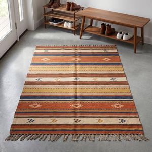 Alfombra de Lana Tejida a Mano Más Vendida - Antideslizante, Pelo Medio, Base de Lona de Algodón, con Flecos - Product Image 1