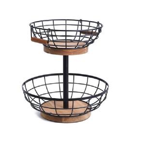 Nouvelle corbeille à fruits ronde à 2 niveaux en fil métallique, moderne et de haute qualité, prix abordable, taille et forme personnalisables - Product Image 1