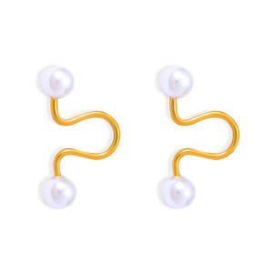 Boucles d'oreilles clips en perles en gros, non percées, en acier inoxydable, avec emballage personnalisé - Product Image 3